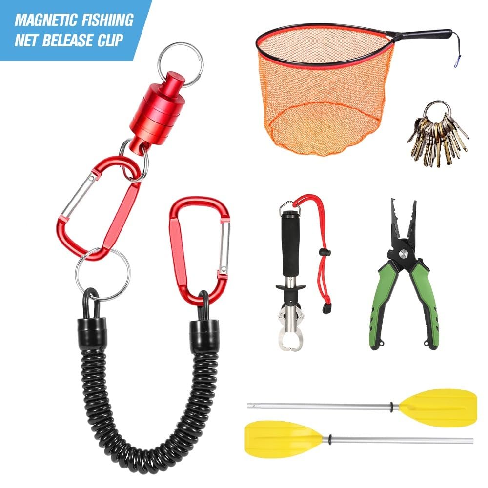 Retractor Keychain with Retractable Coiled Lanyard – 2kg/4.4lb Pull Force Fly Fishing Net Holder, Secure Attachment & Quick Access for Wading(Red)