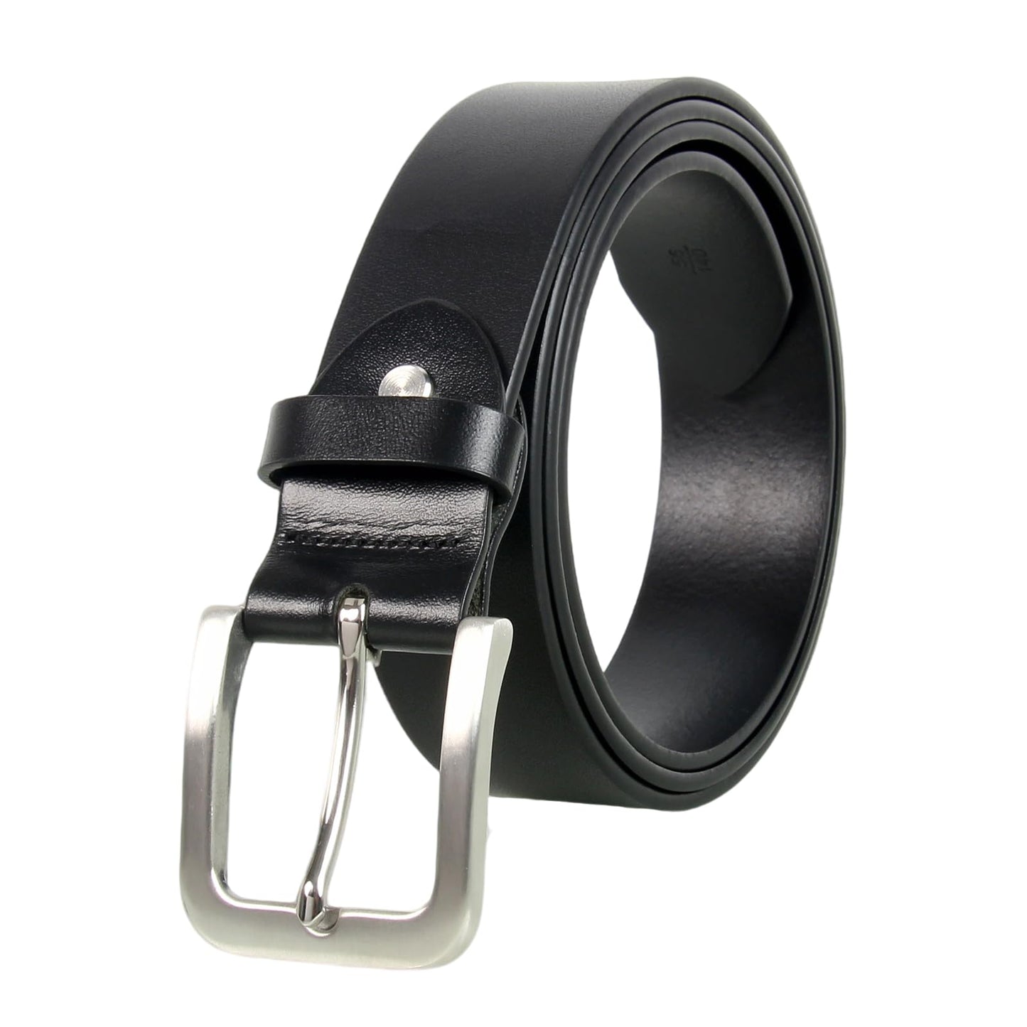 Mgailw Men's Genuine Leather Belt 1 1/2" Classic & Versatile Prong Buckle in Full-Grain Leather Trim to Fit(28" to 32" Waist Adjustable)
