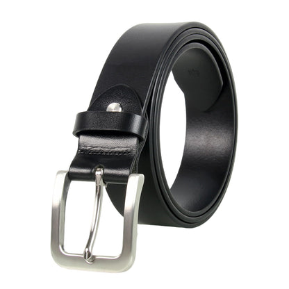 Mgailw Men's Genuine Leather Belt 1 1/2" Classic & Versatile Prong Buckle in Full-Grain Leather Trim to Fit(28" to 32" Waist Adjustable)