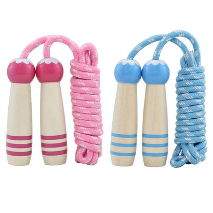 Jump Rope Kids, 7ft Adjustable Cotton Skipping Rope with Wooden Handle for Boys and Girls Fitness Outdoor Exercise
