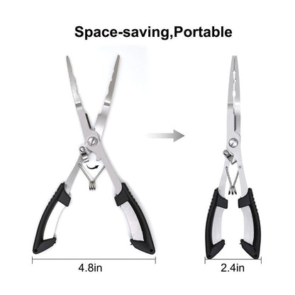 Fishing Pliers Hook Remover Tool, Stainless Steel Fishing Needle Nose Pliers Saltwater Freshwater, Fish Dehooker Plyers with Lanyard, Fish Multitool Gear with Braided Line Cutter