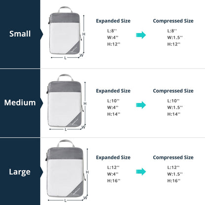 NICOSHOW 6 Set Compression Packing Cubes for Travel - Compressible, Lightweight, and Space-Saving Packing Cubes, Travel Essentials for Women, Grey