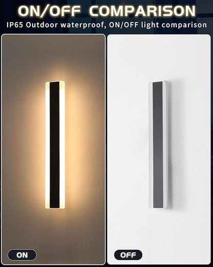 Mikeru 2Pack 31.4inch Outdoor Wall Lights, 3000/4500/6000K 3 Color Modern Black Linear Wall Lights Front Porch Light Wall Mounted Led Lighting for Basement, Shop,Garage Non-Dimmable