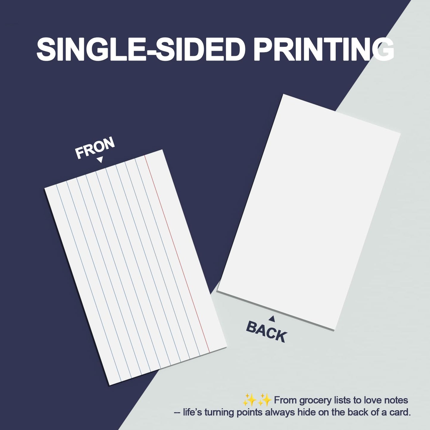 Index Cards 3x5 Inch - 600 Count, Ruled Index Flash Cards for Studying, Lined Index Note Cards 3x5 Flashcards, Notecards 3 x 5 Lined Small Index Cards Ruled White 3x5 Cards for Office, School, Home