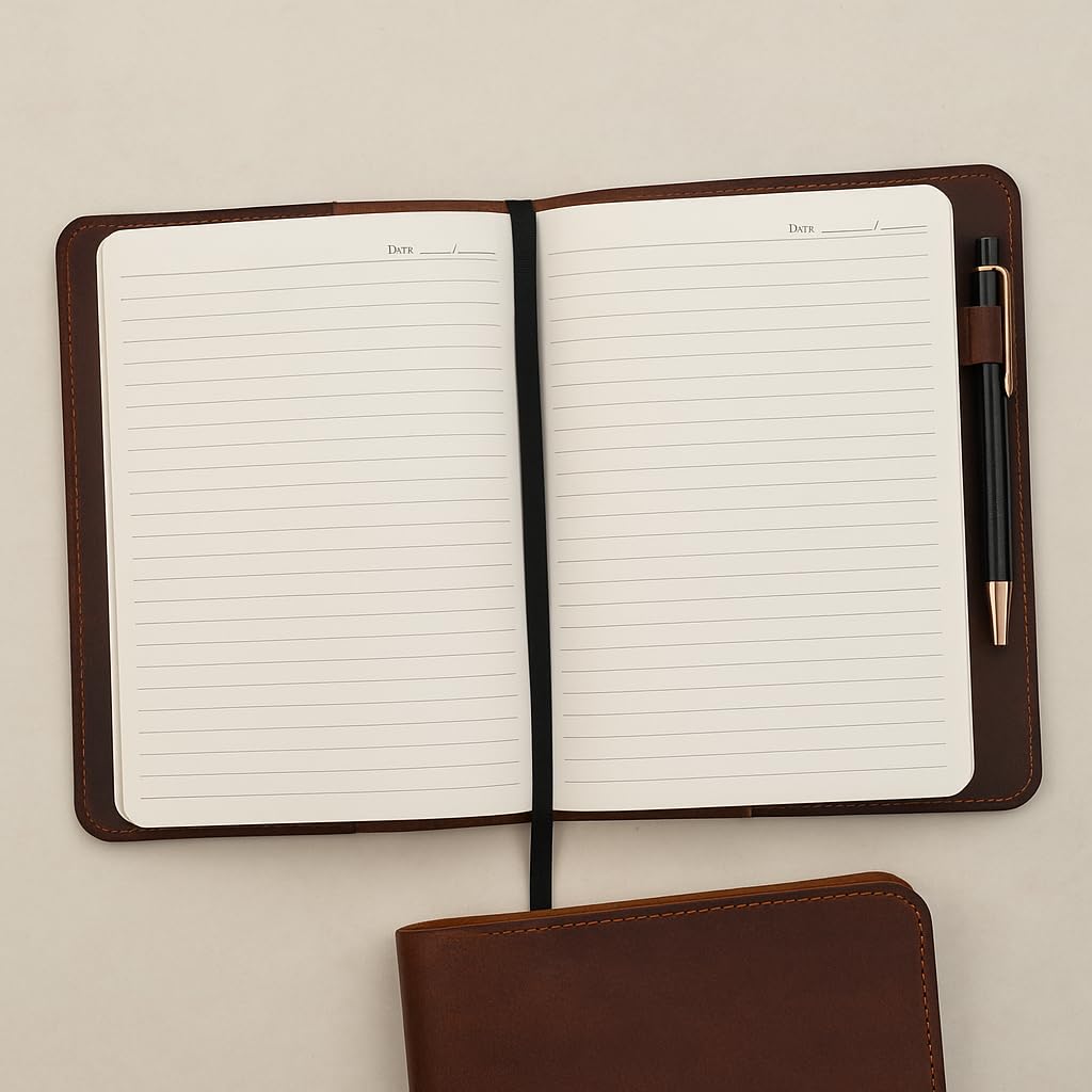CestAntiQ XL Leather Journal Cover for Sketchbook (7.5 x 9.75 in), Compatible for Composition Notebook, Handmade Refillable Notebook Sleeve for B5, ... Journal Cover with Pen Loop – Rustic Brown
