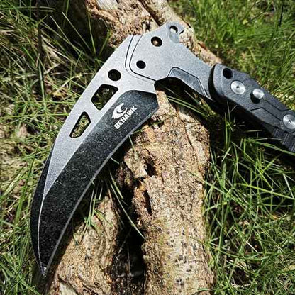 Folding Sickle Knife With Sheath, Quick Release Tactical Survival Tool with Safety Lock,Glass Breaker, Portable Outdoor Garden Pruning Tool