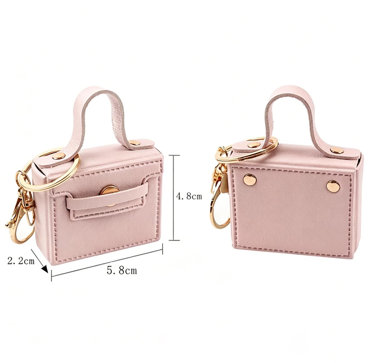 Alunsito 6 Pack Mini Makeup Bag Keychains Small Backpack Keyrings Cute Coin Purse PU Leather Lipstick Bag Card Holder Data Cable Organizer Fashion Bag Pendant Charms Accessories for Women Girls