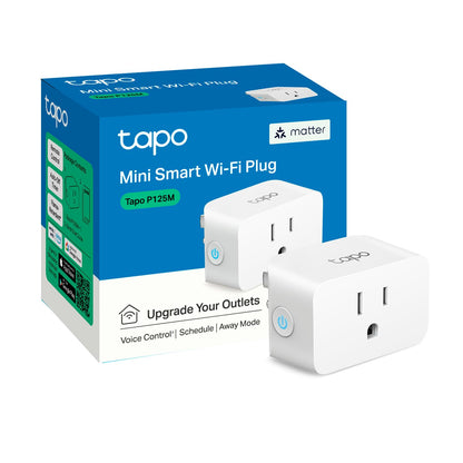 TP-Link Tapo Matter Supported Smart Plug Mini, Compact Design, 15A/1800W Max, Super Easy Setup, Works with Apple Home, Alexa & Google Home, UL Certified, 2.4G Wi-Fi Only, White, Tapo P125M(3-Pack)