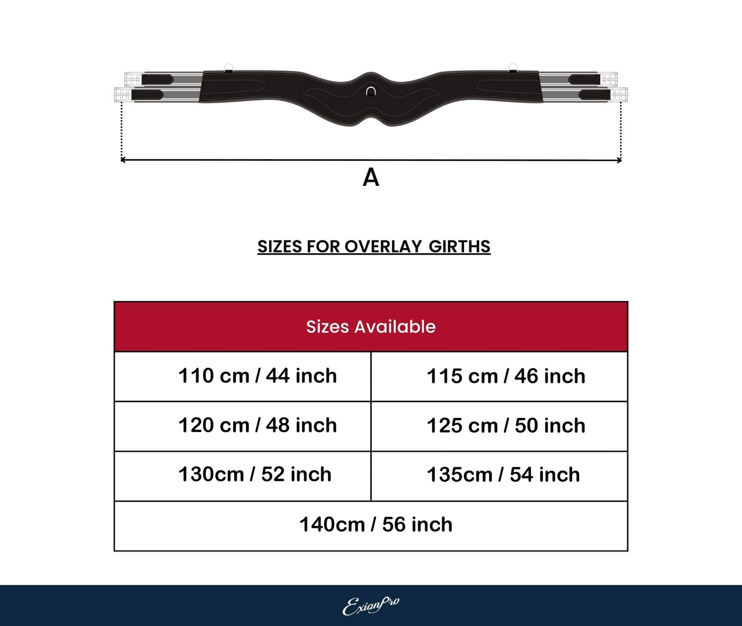 Exion Fancy Anatomic Snap Over Lay Girth Comfotable for Horse | English Horse Tack (54 inch/ 135 cm, Choco Brown-Leather Padding-Vegetable Tanned Leather)
