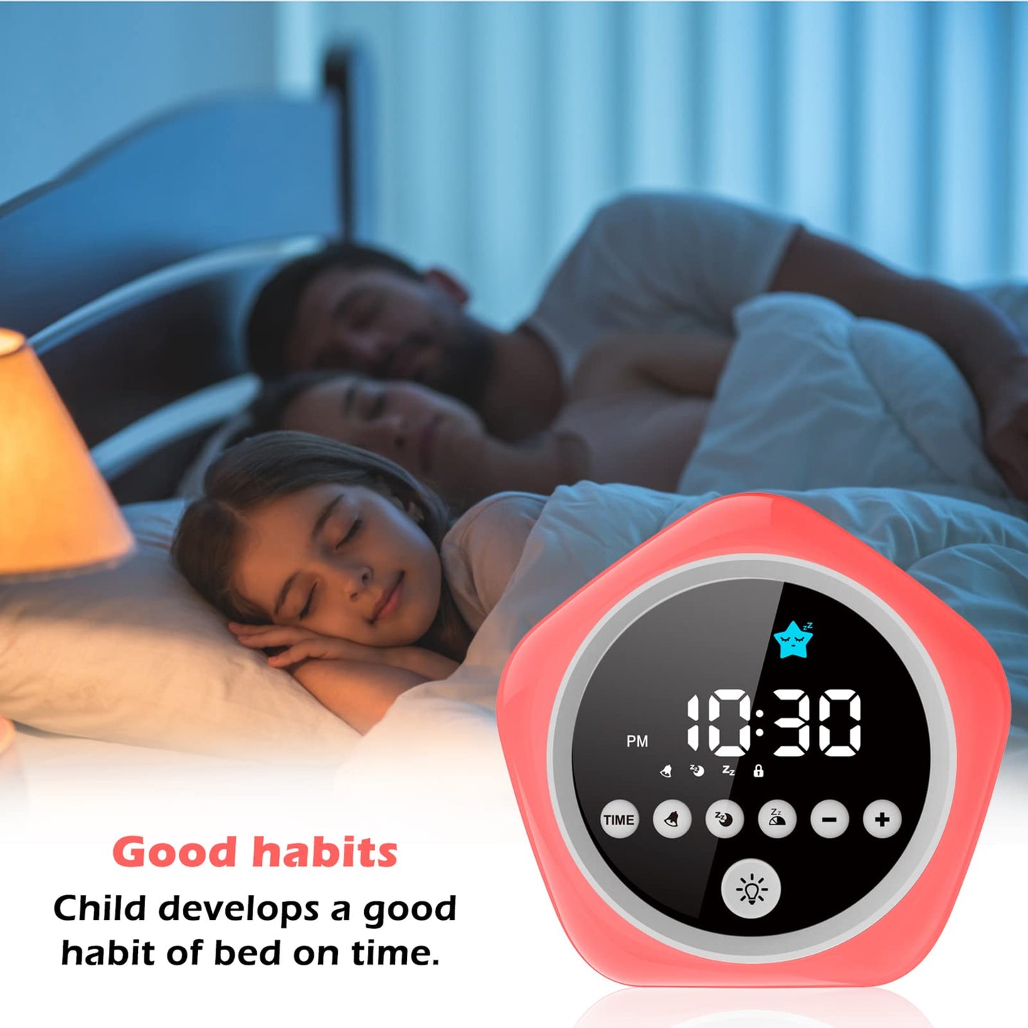 DINVEL Kids Alarm Clock, Ok to Wake Clock for Kids, Toddler Sleep Training Alarm Clock with Red Green Light, Teaches Time Management & Bedtime Routine, Perfect Clock Gift for Kids