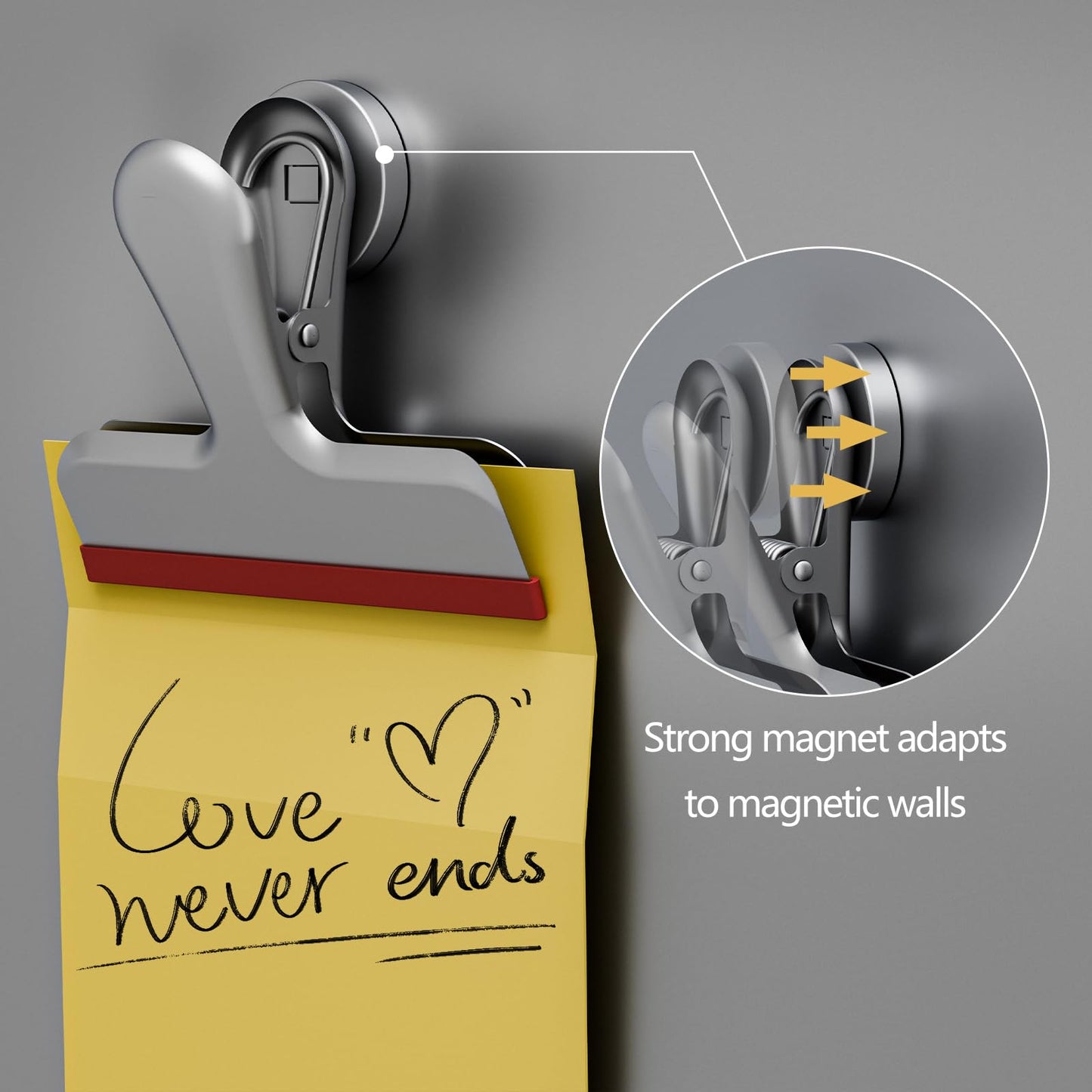 HOUSE AGAIN 8 Pack Stainless Steel Magnetic Chip Bag Clips Covered with Silicone - NO More Sharp Edges - Color Coded for Food Bags - Hang Postcards Heavy Duty for Kitchen and Office, 3 Inches Wide