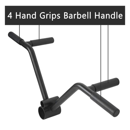 Luwint Multi-Grip T Bar Row Barbell Handle, Solid Steel V Straight Landmine Attachment, Fits 1 & 2 Inch Olympic Bars, Home Gym Equipment for Deadlift Squat Tricep Back Workout