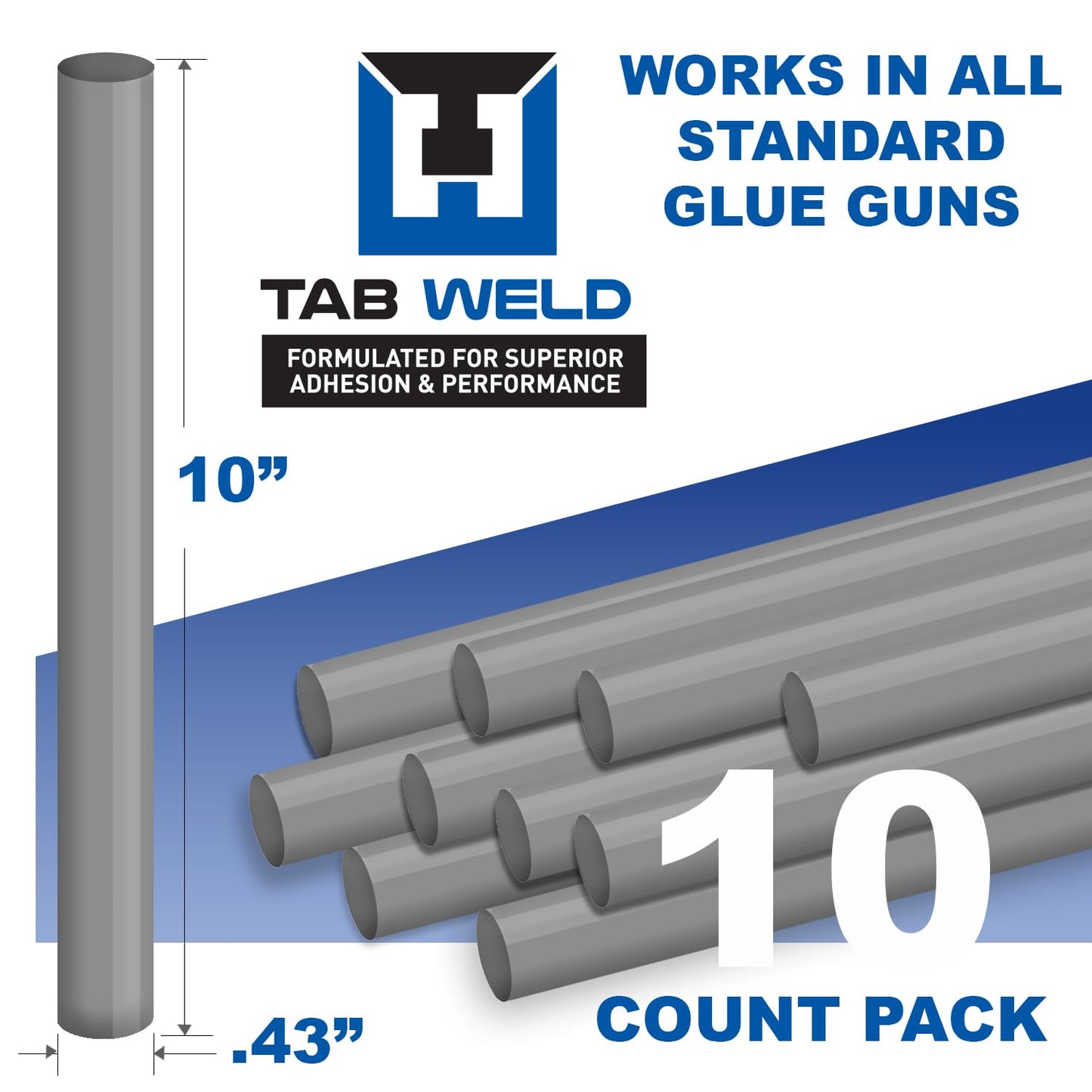 Tabweld Black Plague PDR Glue Sticks - Paintless Dent Repair - Grey, 10 Pack