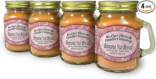 Banana Nut Bread Scented Mini Mason Jar Candle by Our Own Candle Company, 3.5 Ounce (4 Pack)