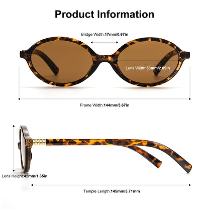ViewJoy Retro Oval Sunglasses for Women Vintage 90s Y2K Trendy Designer Sun Glasses 2Pack