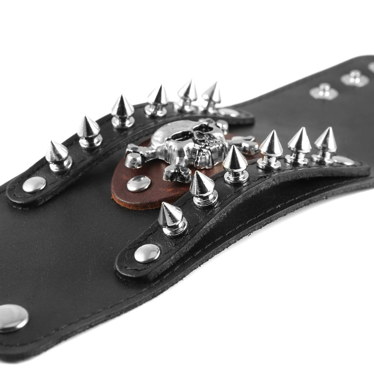 HZMAN Men's Metal Rivet Skull Leather Bracelet Punk Rock Bike Style Wristband Adjustable