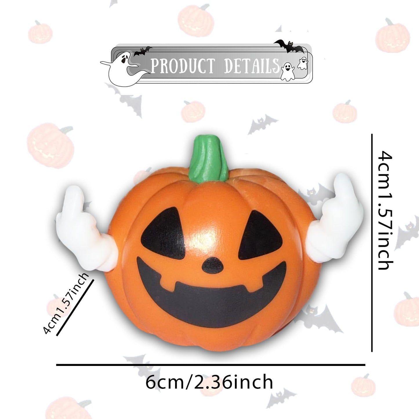 BHOOKA Halloween Pumpkin Figurine Funny Ghost Statue for Gift Resin Ghost Sculpture Halloween Tiered Tray Desk Ornaments Decor Spooky Middle Finger Statue for Home Decorations Supplies