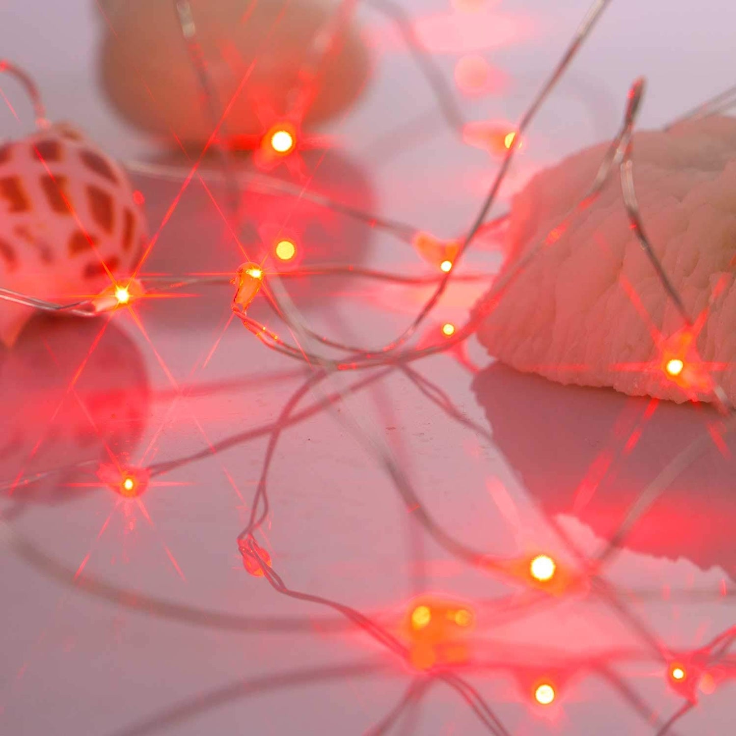 Ariceleo Led Fairy Lights Battery Operated, 1 Pack Mini Battery Powered Copper Wire Starry Fairy Lights for Bedroom, Christmas, Parties, Wedding, Centerpiece, Decoration (5m/16ft Red)