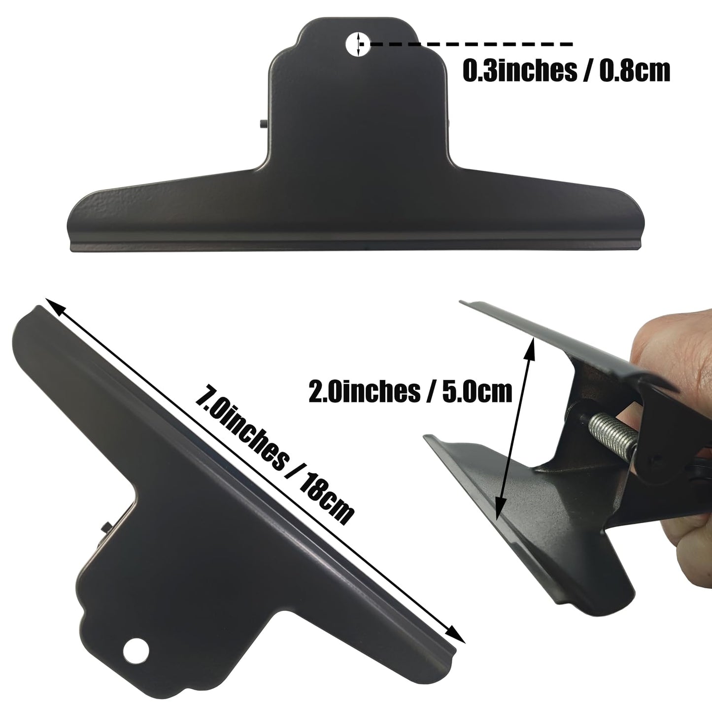 CARLKEMIAN Large Metal Bulldog Clips, 5 PCS Extra Large Jumbo 7 Inch Giant Binder Clips for Chips and Other Food Bags, Work, Art, Office and Kitchen