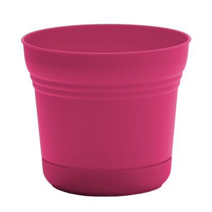 Bloem Saturn 7" Round Plastic Planter - Indoor/Outdoor, Snap-in Saucer & Drainage Holes, Fuchsia, 4-Pack