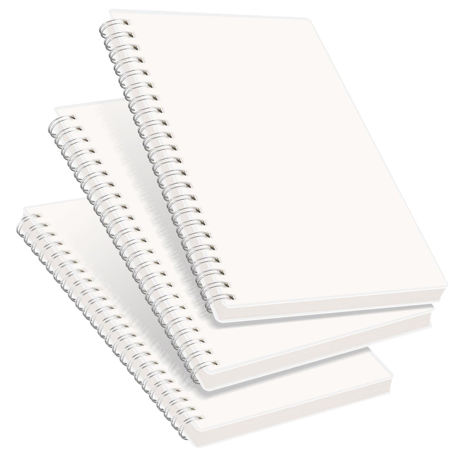 RETTACY Blank Journal Notebook, 3-Pack, 160 Pages per Pack, A5 Medium Size (5.7'' × 8.3''), 100 GSM Thick Paper, Spiral-bound, Flexible Plastic Cover, for Sketching, Drawing, Painting