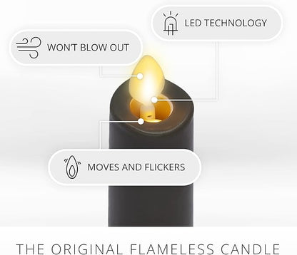 Luminara - Flameless Battery Operated Taper Candle - Stone Grey - Pack of 1-1x9.5 - LED Flickering Flame - Realistic Safe for Home Kids and Pets
