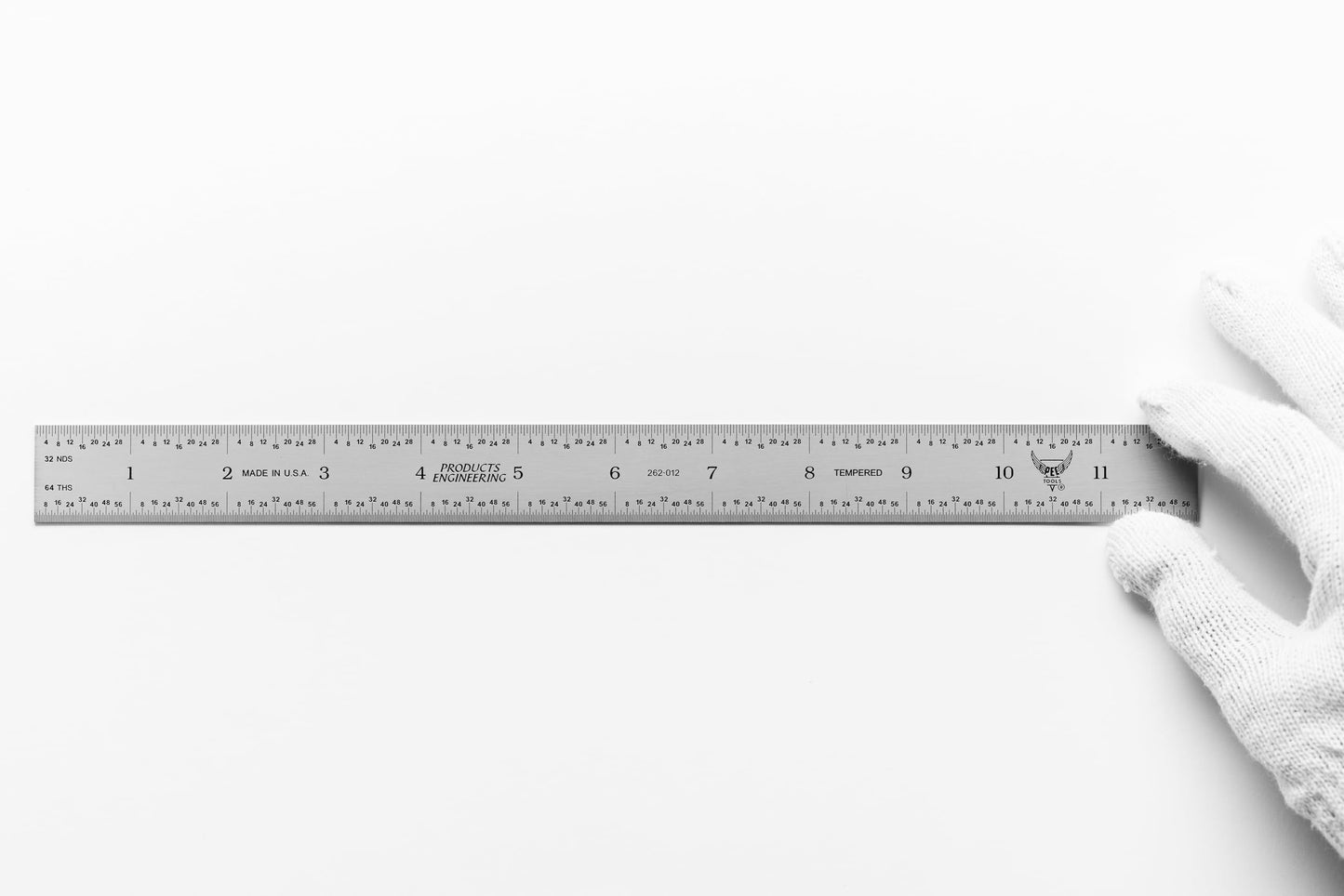 PEC Tools Rigid Metal Ruler, 12"/300mm High-Precision Steel Rule with Satin Chrome Finish, English & Metric Graduation (1/32", 1/64", 0.5mm, 1.0mm), Fully Hardened and Tempered, Made in USA
