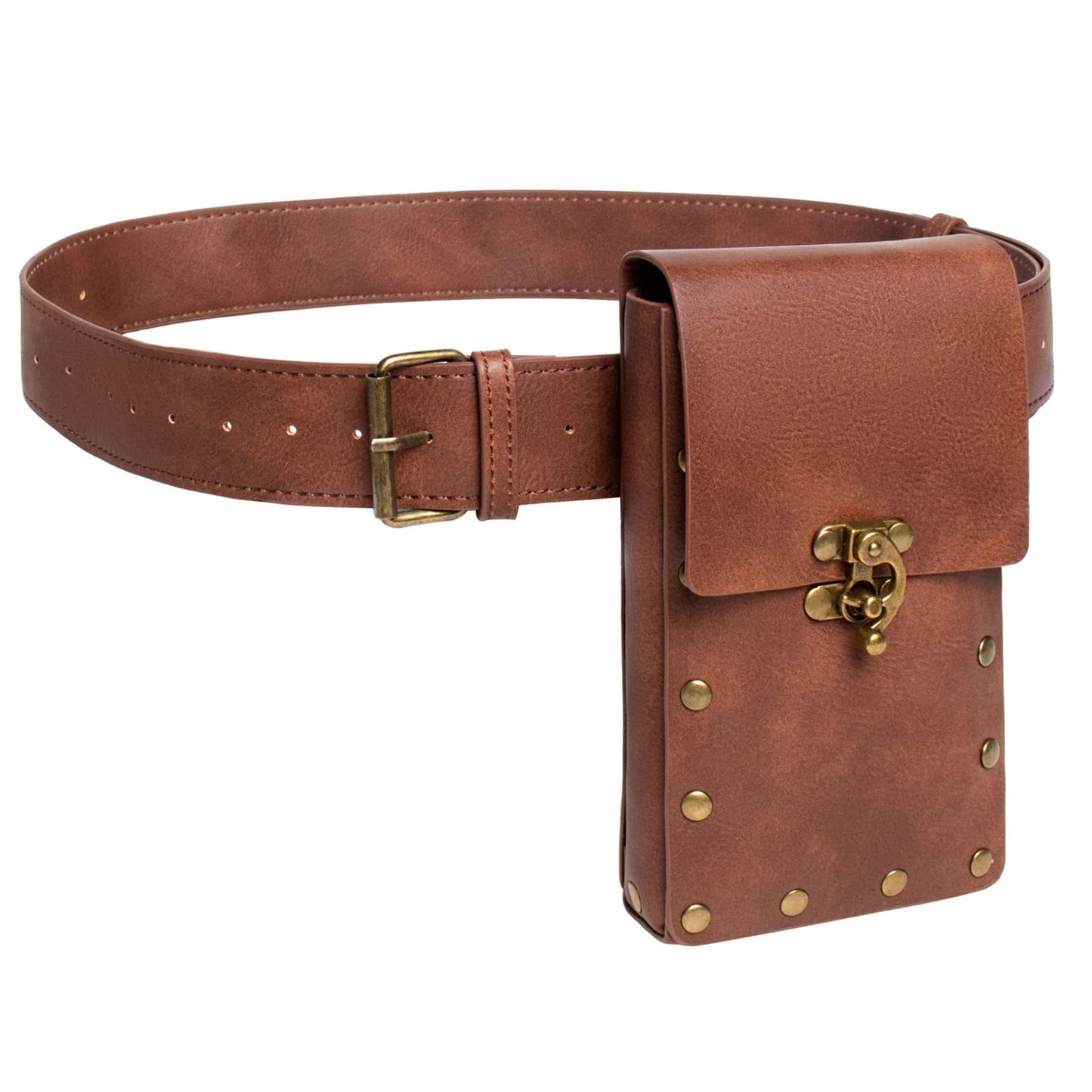 SUMGOGO Retro Belt Pouch Waist Bag Womens Fanny Pack Cellphone Holder Steampunk Medieval Renaissance Purse Costume Accessory (Brown)