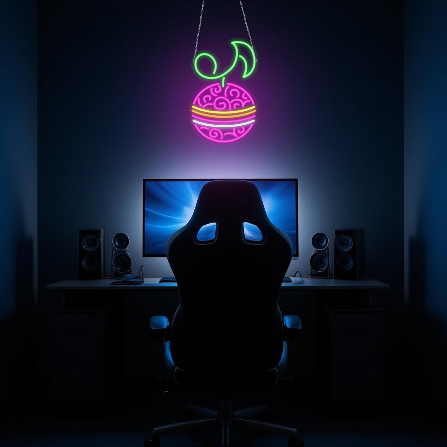 GTOTd Cyber Fruit-Orange Wall Art Decor Lamp Led Neon Sign.Music Christmas Gifts Bedroom Gifts Merch Party Supplies for Acrylic USB Powered Home Night Light Living Kids Room Shop Bar