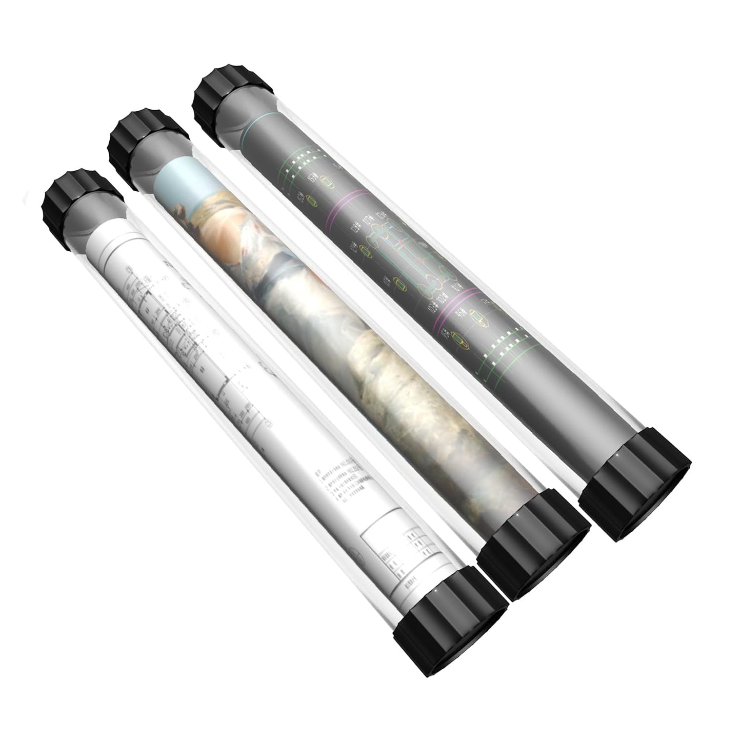GGOUTPY Clear Plastic Mailing Tubes, 8 Pack 1.4x15.35 Inches Poster Tubes with Caps for Blueprints, Incense Sticks, Artwork&Documents