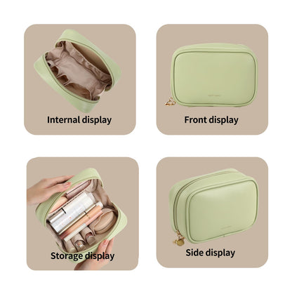 RIGHT AWAY Small Makeup Bag for Purse,Travel Cosmetic Bag Organizer for Women,Cute Make Up Pouch Waterproof Toiletry Bag with Zipper,Portable Makeup Case Skincare Bag for Travel Accessories(Green)