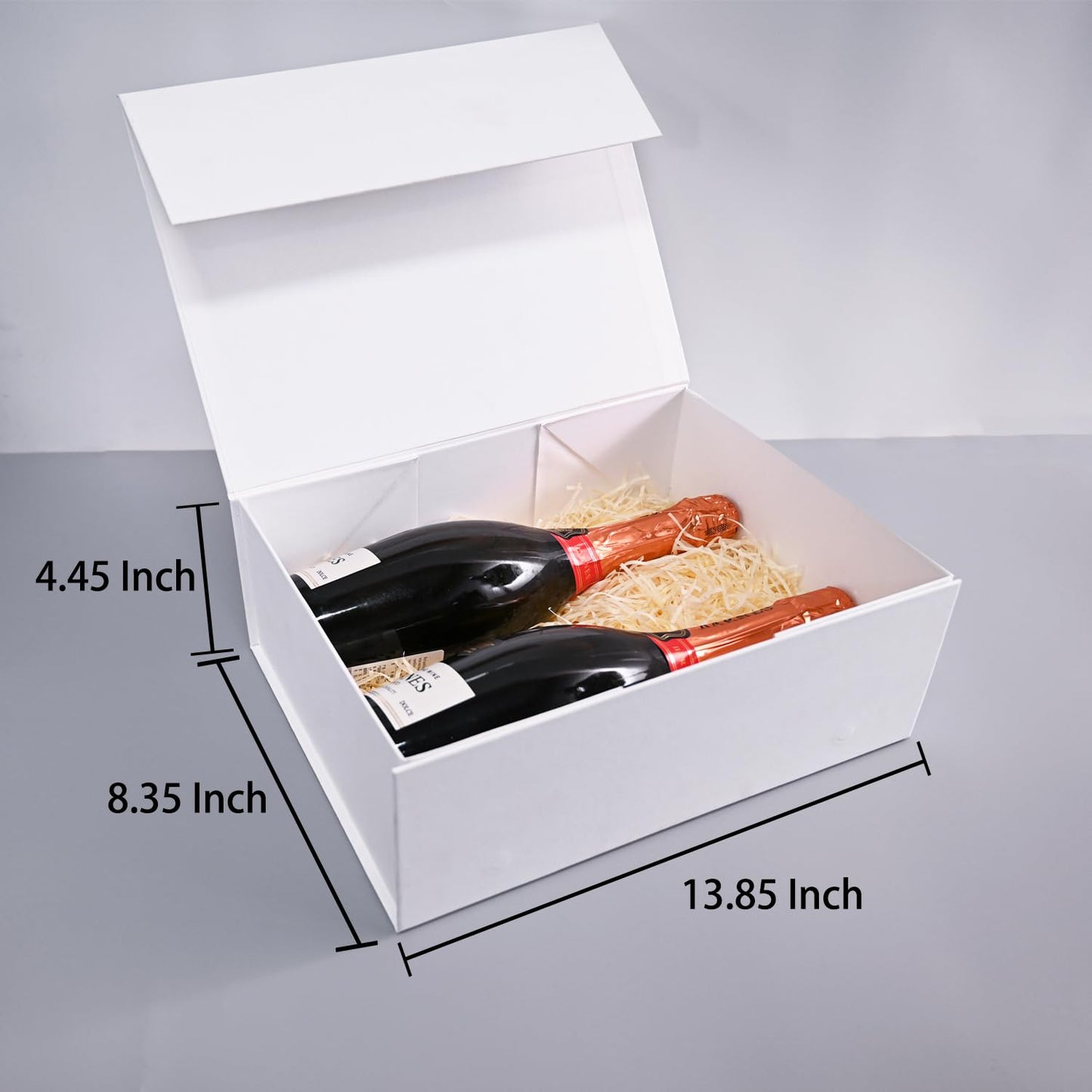 LIFELUM White Gift Box 13.85 x 8.35 x 4.45 inch Gifts Box for Bridesmaid Proposal Gifts for Wedding with Card, Ribbon, Shredded Paper Filler Shirt Boxes for Presents (1 Pcs)