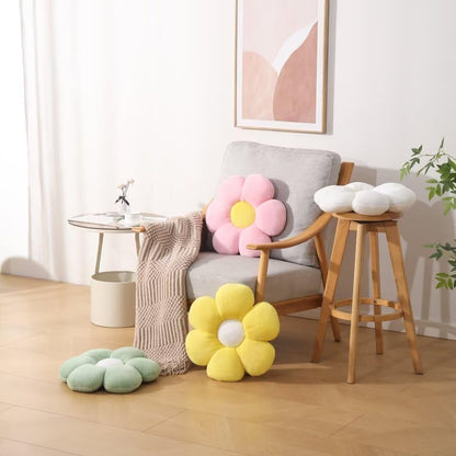 Flower Throw Pillows, 17.7 Inch Sage Green Flower Shaped Decorative Pillows, Soft Daisy Plush Pillows Seat Cushion & Floor Pillow for Bed, Chair, Sofa, Home Decor Gifts