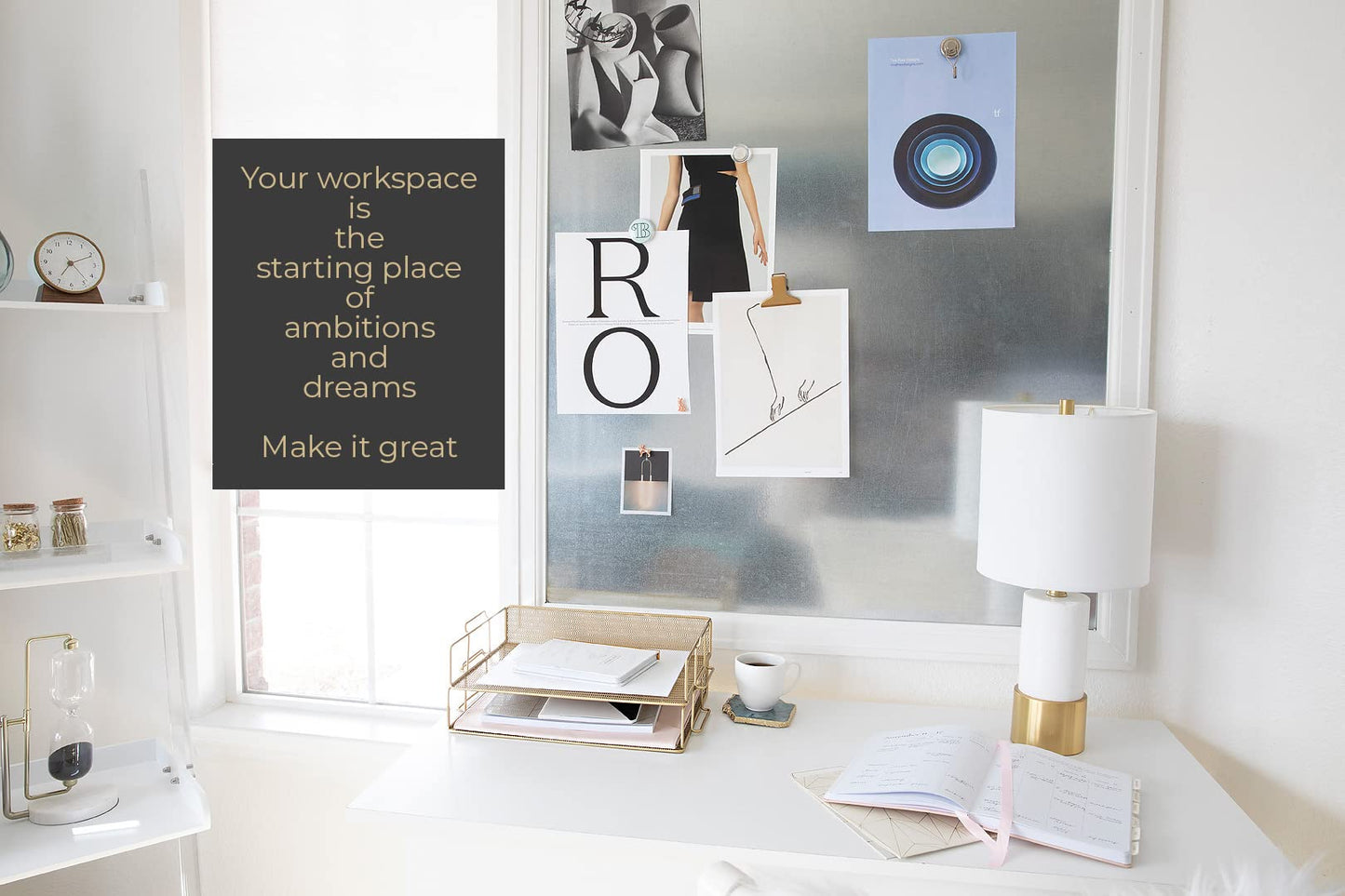 BLU MONACO | Paper Tray Stackable Gold Mesh Set of 2 | Stackable File Trays for Desk Organization | Tiered Desk Organizer with Metal Letter Trays