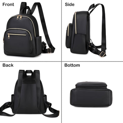 JIANLINST Mini Backpack Purse for Women PU Leather Small Backpack Fashion Multi Pockets Casual Daypacks Ladies Travel Shoulder Bags Black