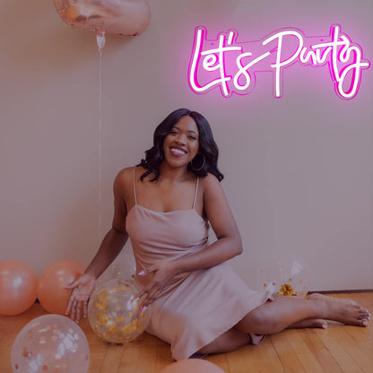 Let's Party Neon Sign, LED Neon Lights for Bedroom Wall Decor, Art Decorative Lights for Bachelorette Party, Engagement Party, Birthday Party, Living Room, Gamer Room Decor Aesthetic (Warm White)