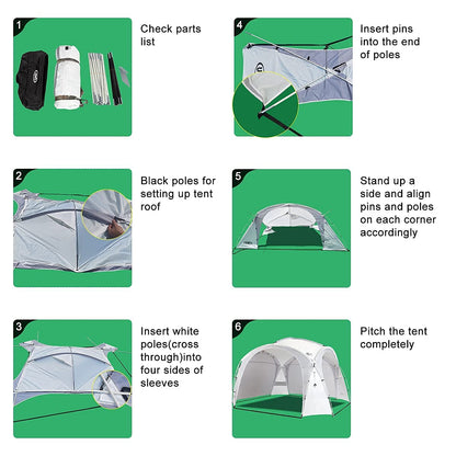 UNP Easy Beach Tent Pop Up Canopy UPF50+ Tent with Side Wall, Ground Pegs, and Stability Poles, Sun Shelter Rainproof, Waterproof for Camping Trips, Backyard Fun, Party Or Picnics (10x10 ft, White)