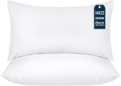Utopia Bedding Throw Pillows (Pack of 2, White), 12 x 20 Inches Indoor Decorative Pillow Insert for Sofa, Bed and Couch