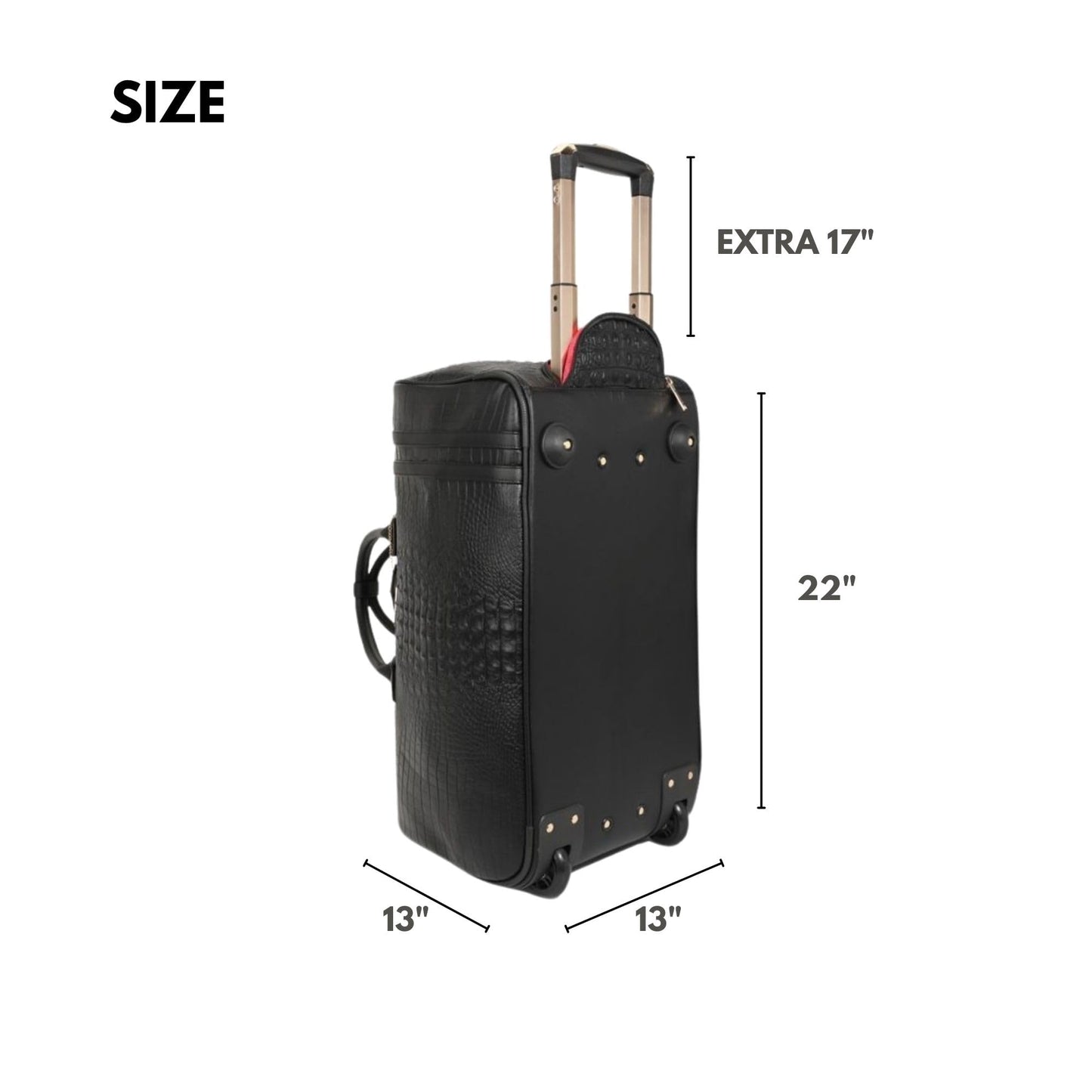 Tote&Carry Apollo 2 Large Rolling Duffle Bag with Wheels, Carry-On Roll Duffel for Travel, Gym, Sports, Daily, Weekend & All-Purpose Use for Men & Women (Crocodile Skin, Black)