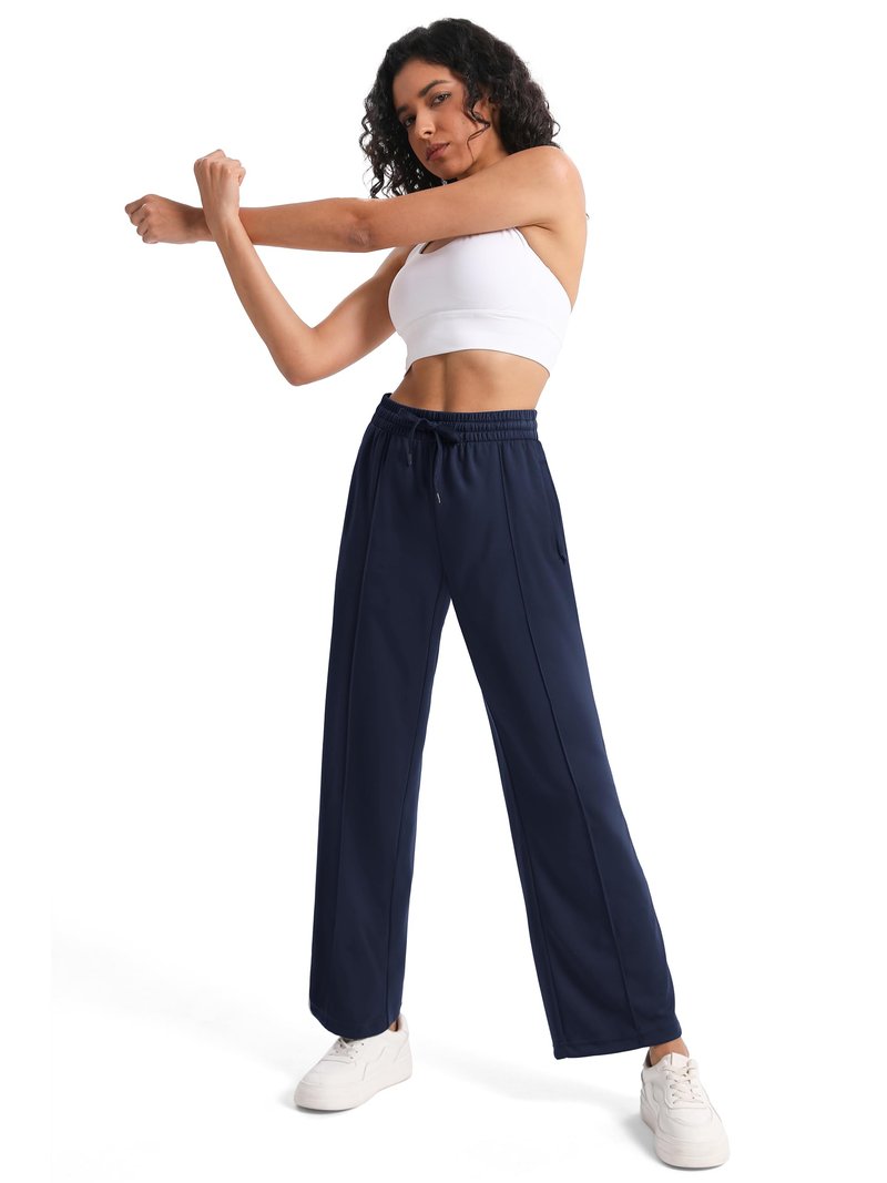 Tapata Women's 34" Inseam Tall Track Pants Loose Straight Leg Jogging Sweatpants Warm-Up Sports Athletic Running, Navy Blue, XXL