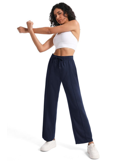 Tapata Women's 34" Inseam Tall Track Pants Loose Straight Leg Jogging Sweatpants Warm-Up Sports Athletic Running, Navy Blue, XXL