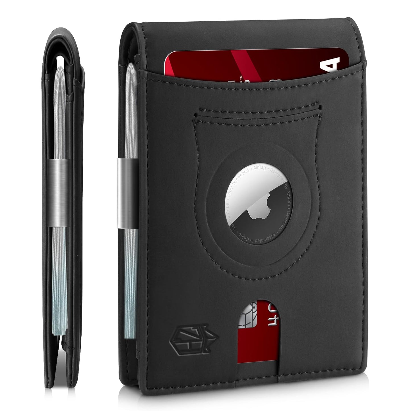 Zitahli Airtag-Wallet-Mens-Slim-RFID Blocking Wallet Leather with Money Clip Air Tag Wallet Card Holder Bifold Gifts for Men