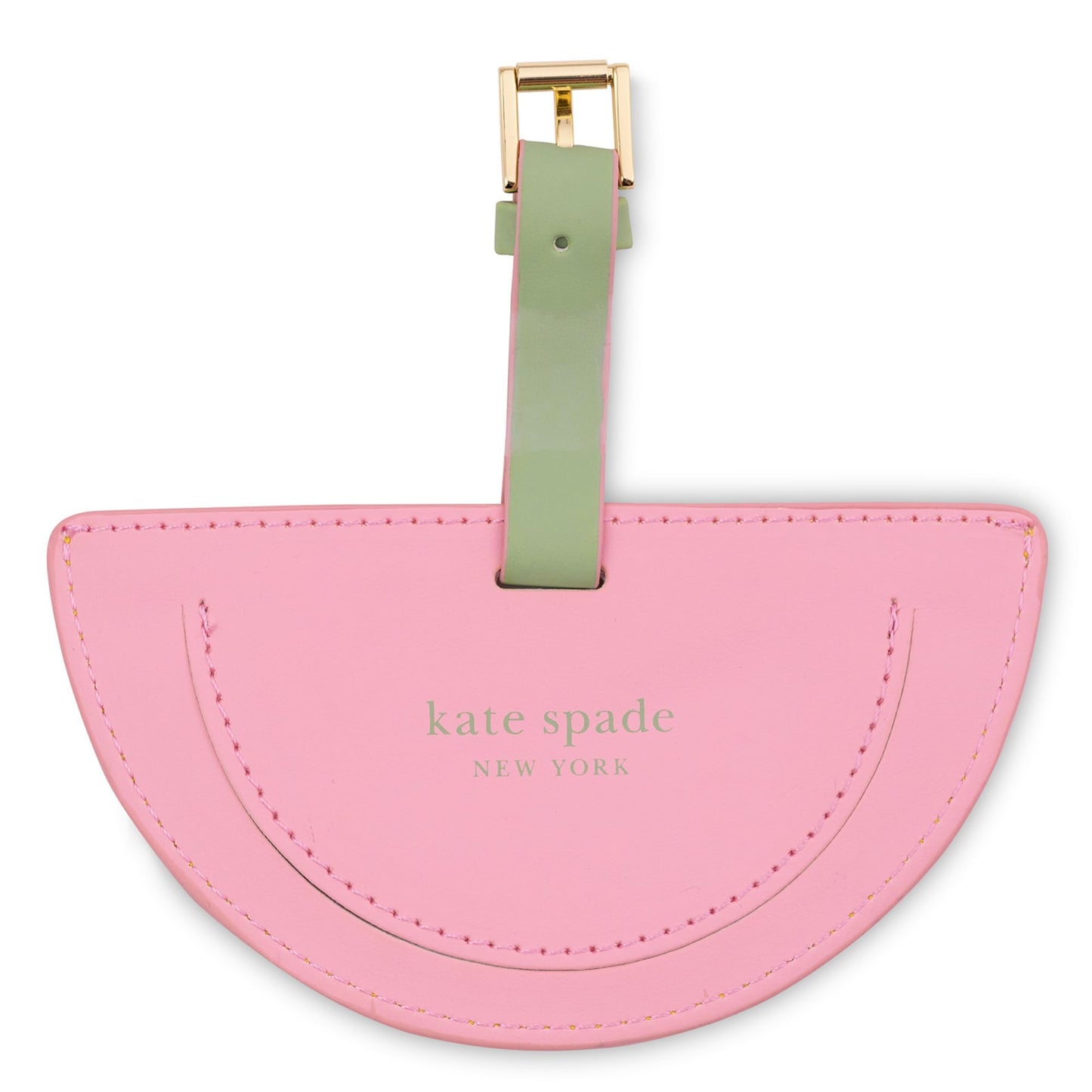 kate spade new york Round Yellow Vegan Leather Luggage Tag for Women, Durable Suitcase ID Tag, Lemon