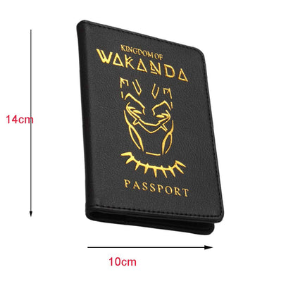 Passport Cover Kingdom of Wakanda Printed Passport Holder Leatherette Black Panther Passport Case with Multi Card and Ticket Slots