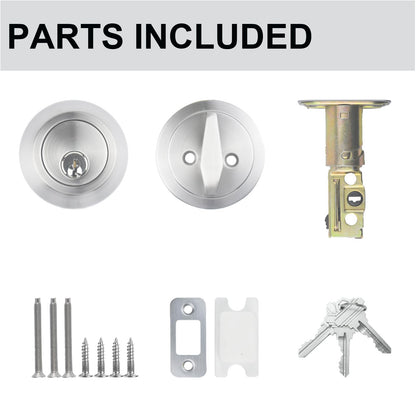 Comfhouse 1 Side Keyed Deadbolt Lock,Single Cylinder Dead Bolt, Satin Nickel Round Exterior Keyed Front Entry Inside Door Deadbolt