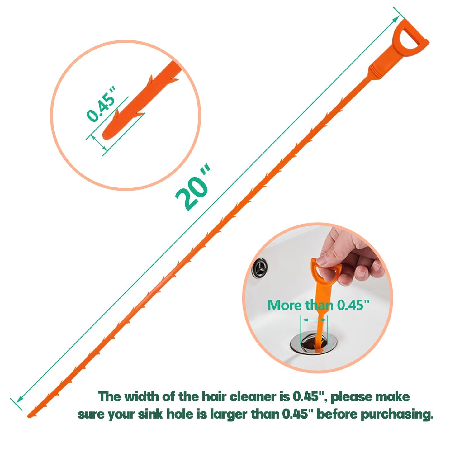 Drain Snake Hair Drain Clog Remover - 4 Pack Shower Snake Sink Unclogger Tool with Exquisite Packaging (Orange)