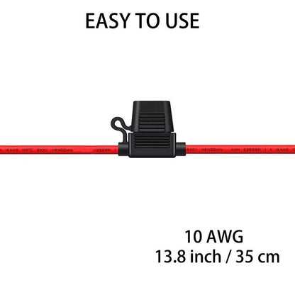 10 Gauge Fuse Holder - 10 AWG Inline Fuse Holder with 40 AMP ATC Blade Fuses (4pack)