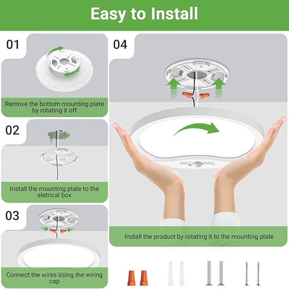 zemty 12inch 24W Motion Sensor Ceiling Light Wired, 3 Sensing Modes Motion Activated Closet Lights White, 3000K/4000K/6500K Waterproof LED Ceiling Lamp for Pantry Closet Shower Hallway-1Pack