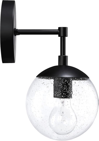 Design House Gracelyn 1-Light Dimmable Wall Sconce, Seeded Glass, Matte Black, 11.65 in H x 6.11 in W x 8 in D, 588871-BLK