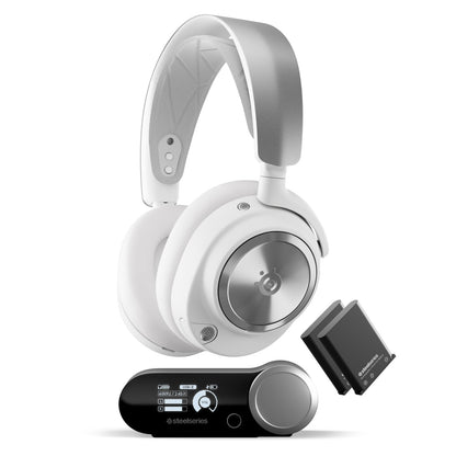 SteelSeries Arctis Nova Pro Wireless Multi-System Gaming Headset - Neodymium Magnetic Drivers - Active Noise Cancellation - Infinity Power System - Gen 2 Mic - PS5, PS4, PC, Switch, Mobile - White